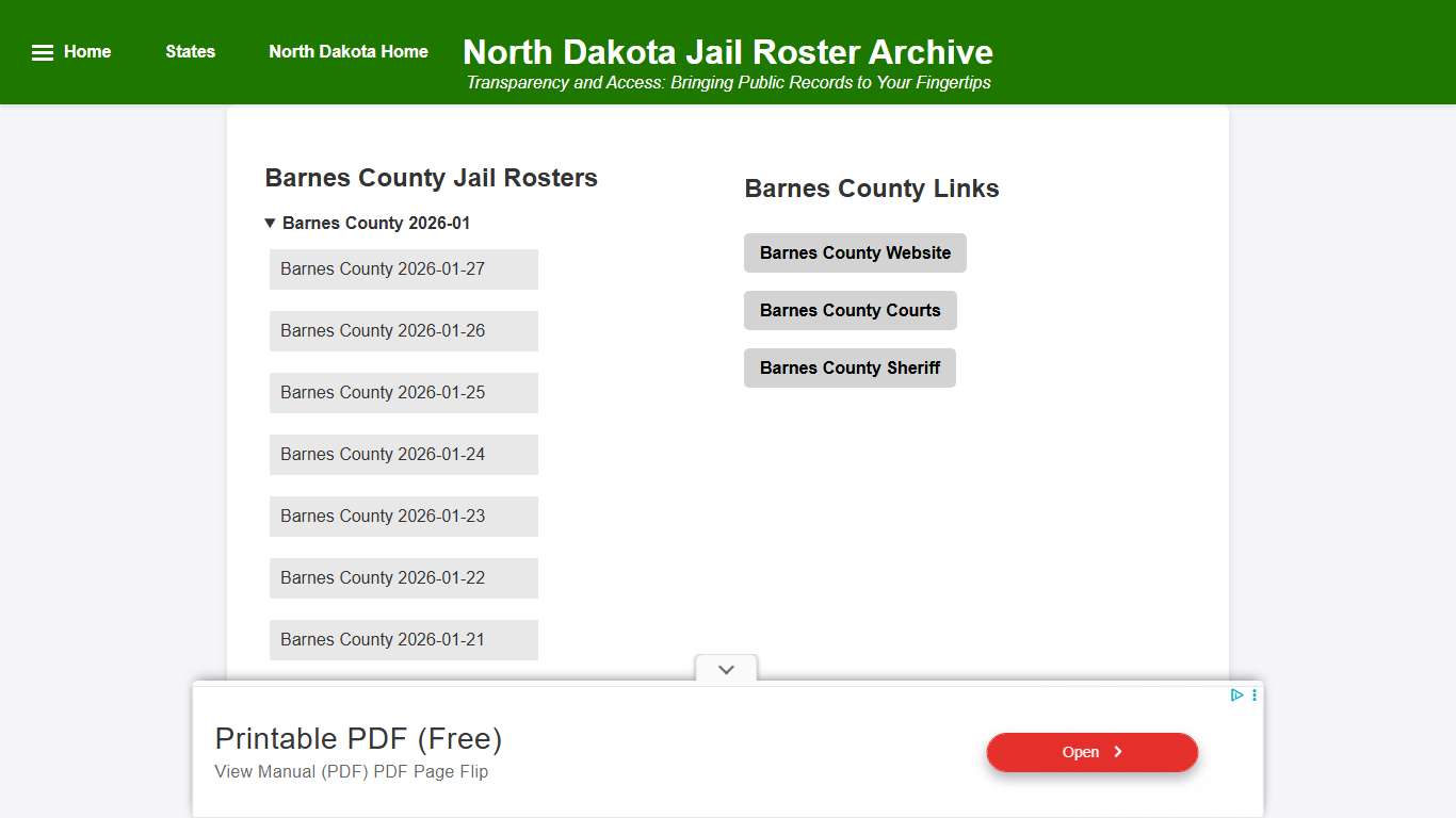 Barnes County - North Dakota Jail Rosters